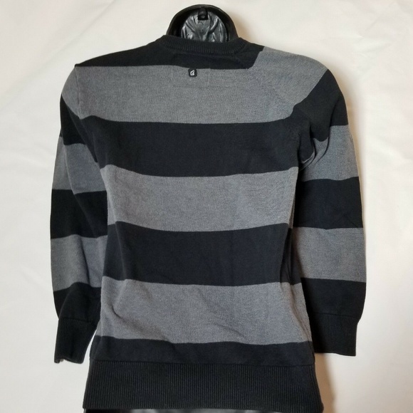 B26 VOLCOM Boys Black And Gray Striped Sweater M - Picture 3 of 4